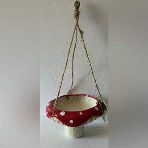 Hobby Lobby Spring Shop Red Mushroom Hanging Planter Bird Feeder New